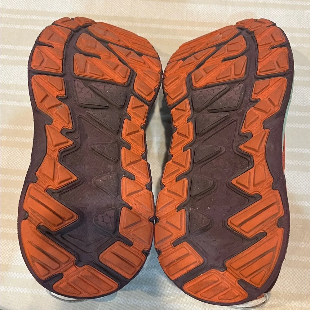 Hoka One One Women's Orange and Teal Running Sneakers